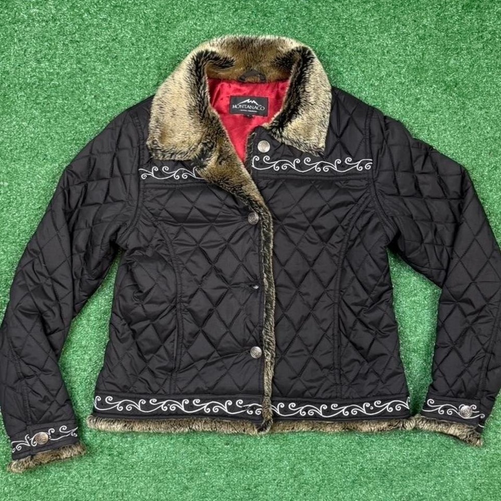 Vintage Montanaco quilted faux fur jacket Size Medium